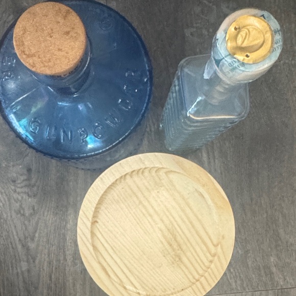 Blue and Clear Recycled Glass Bottle Set - Picture 4 of 5